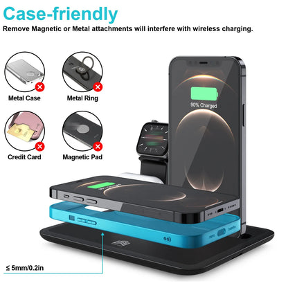 15w Fast Charging Magnet 4 in 1 Quick Wireless Charging Station.